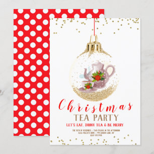 Invitación Navidades Fiesta de té de vacaciones