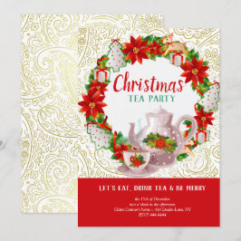 Invitación Navidades Fiesta de té de vacaciones