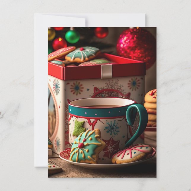 Invitación Navidades Fiesta de té en la casa de la abuela (Anverso)