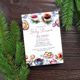 Invitación Navidades fiesta de té modelo de ducha de bebé