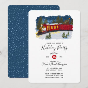 Invitación Navidades Fiesta de Tren de Vino Rojo Mágico