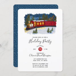 Invitación Navidades Fiesta de Tren de Vino Rojo Mágico