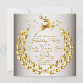 Invitación Navidades Fiesta de vacaciones de renos dorados
