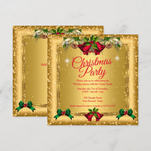 Invitación Navidades Fiesta de vacaciones Purpurina Rojo de o