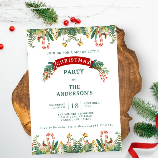 Invitación Navidades / Fiesta de vacaciones, vegetación festi (Subido por el creador)