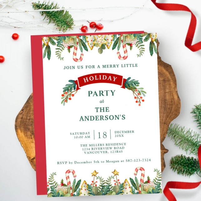 Invitación Navidades / Fiesta de vacaciones, vegetación y coo (Subido por el creador)