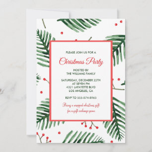 Invitación Navidades Fiesta Elegant Evergreen