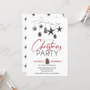 Invitación Navidades Fiesta Elegante Ornamento Escandinavo