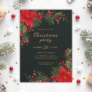 Invitación Navidades Fiesta Elegante vegetación de vacaciones