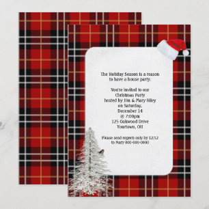 Invitación Navidades Fiesta Escocia diseño de yeso tartán