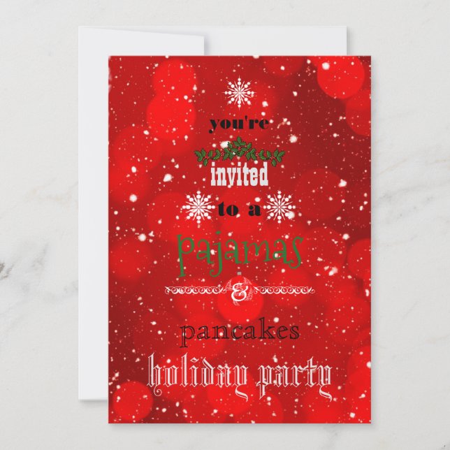 Invitación Navidades Fiesta familiar de pijamas y panqueques (Anverso)