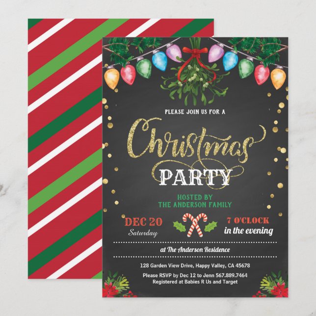 Invitación Navidades fiesta fiesta fiesta de vacaciones mistl (Anverso / Reverso)