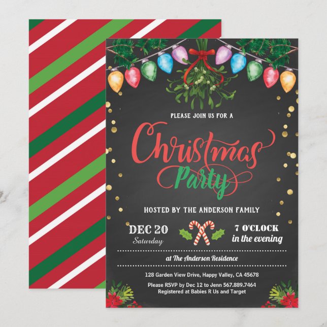 Invitación Navidades fiesta fiesta fiesta de vacaciones mistl (Anverso / Reverso)