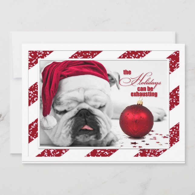 Invitación Navidades Fiesta Funny Bulldog Santa (Anverso)