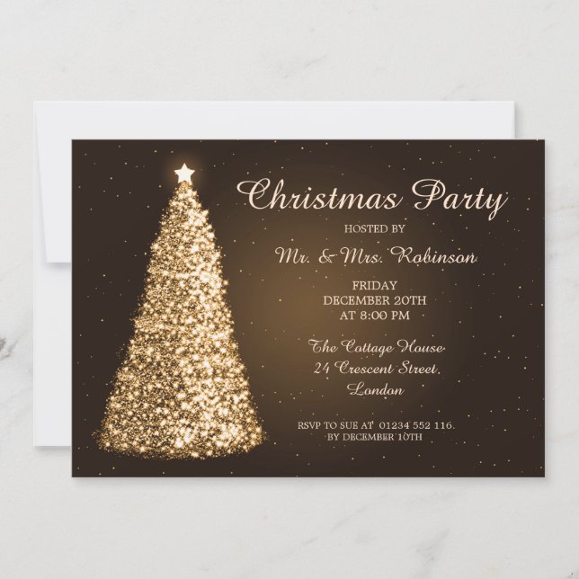 Invitación Navidades Fiesta Gold (Anverso)