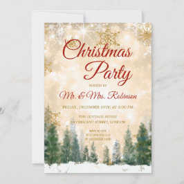 Invitación Navidades Fiesta Gold Winter Wonderland