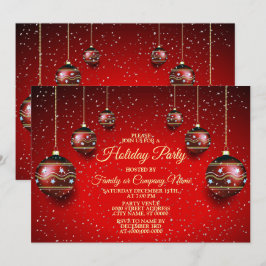 Invitación Navidades Fiesta Golden Red Winter Holidays Elegan