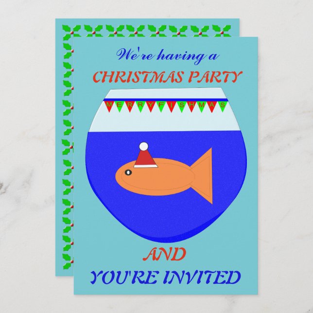 Invitación Navidades Fiesta Goldfish Personalizado invita (Anverso / Reverso)