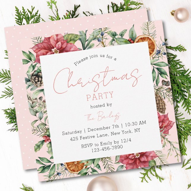 Invitación Navidades Fiesta Guión festivo Floral moderno (Subido por el creador)