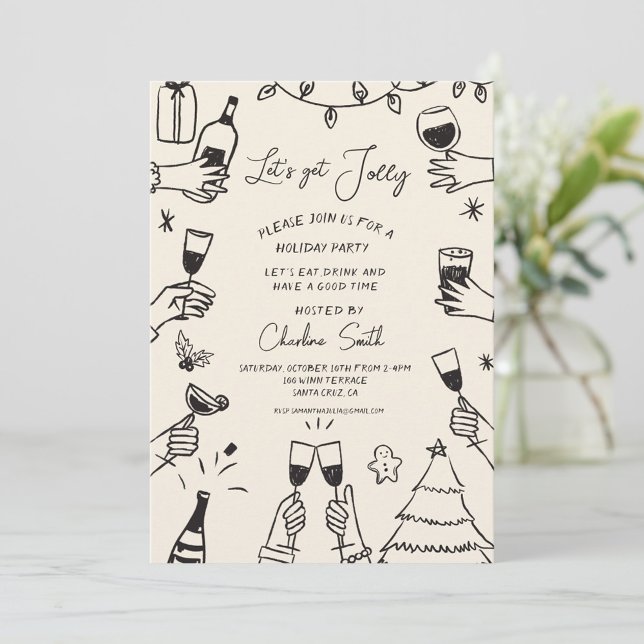 Invitación Navidades Fiesta Hand Drawn Funky Handwriting (Subido por el creador)