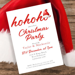 Invitación Navidades Fiesta Ho Ho Santa Hat