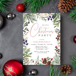 Invitación Navidades Fiesta Holiday Foliage Greenery