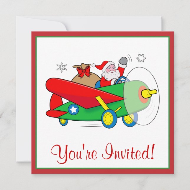 Invitación Navidades Fiesta invitan con Santa Bringing Gifts (Anverso)
