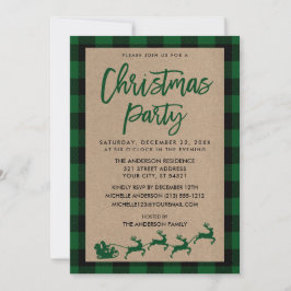 Invitación Navidades Fiesta Kraft Green Tartán