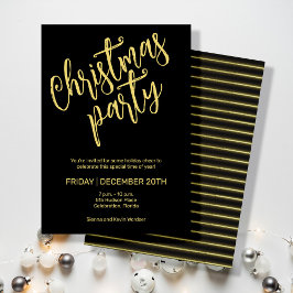Invitación Navidades fiesta líneas negras y doradas