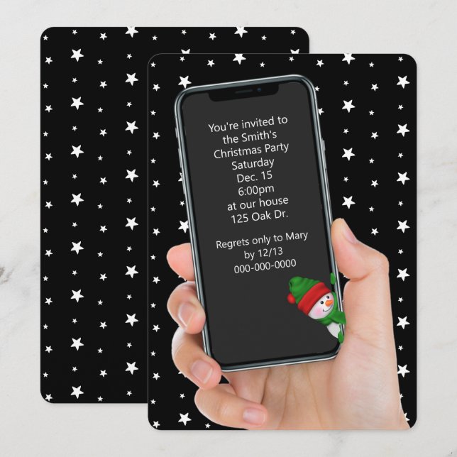 Invitación Navidades Fiesta Mensaje De Texto Por Teléfono (Anverso / Reverso)