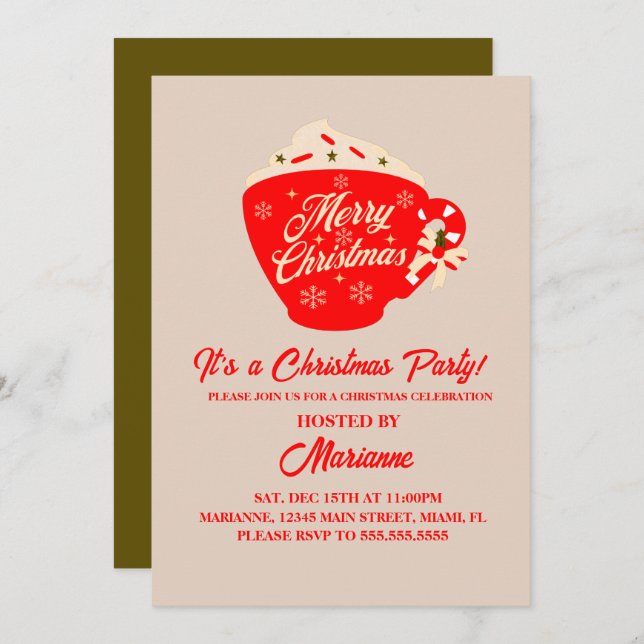 Invitación Navidades Fiesta Merry Christmas Mug (Anverso / Reverso)