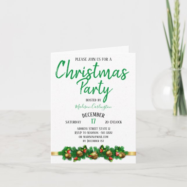 Invitación Navidades fiesta Mistletoe Bells decorativo 2 (Anverso)