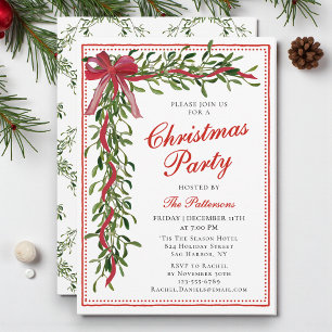 Invitación Navidades Fiesta Mistletoe Bow fiesta de vacacione
