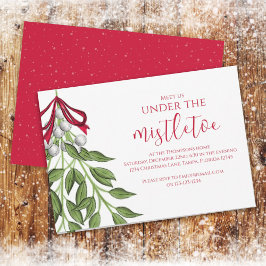 Invitación Navidades Fiesta Mistletoe Greenery Berries