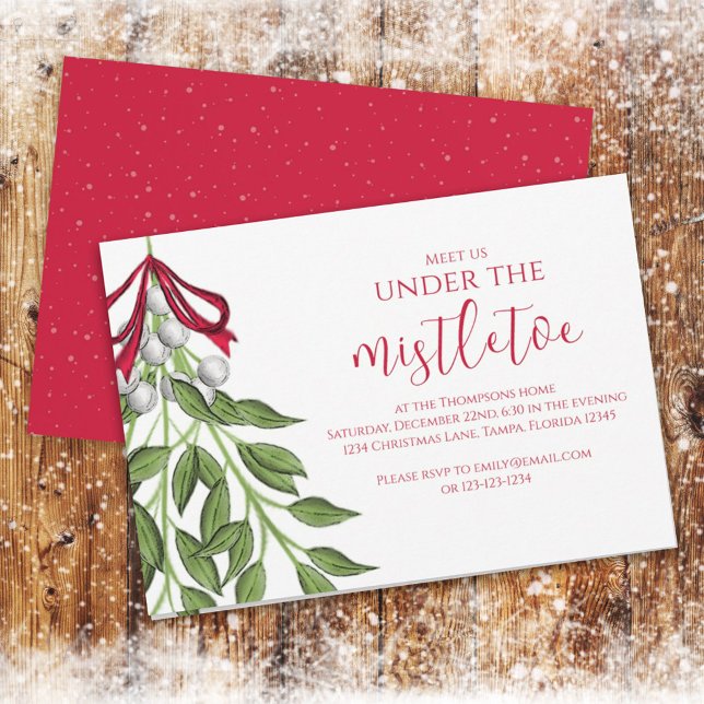 Invitación Navidades Fiesta Mistletoe Greenery Berries (Subido por el creador)