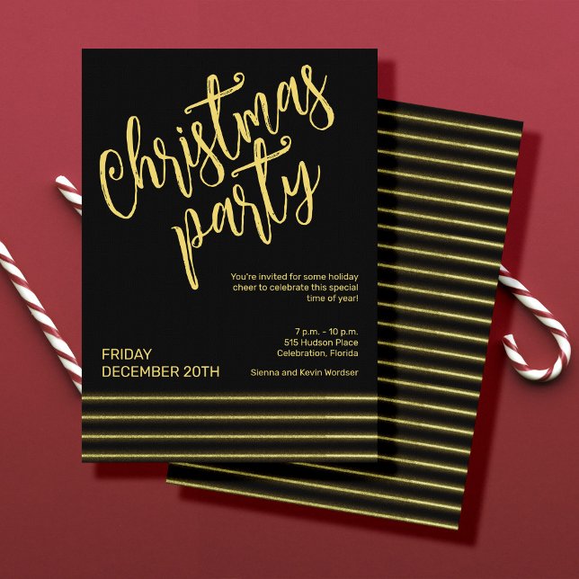 Invitación Navidades fiesta negro y oro (Subido por el creador)