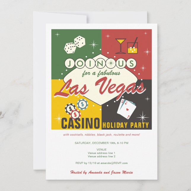 Invitación Navidades Fiesta nocturno de Casino Vegas Casino P (Anverso)