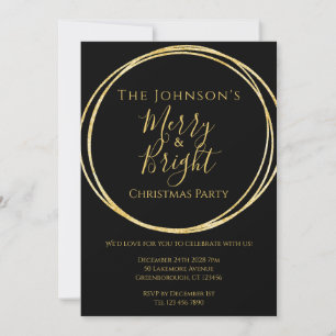 Invitación Navidades Fiesta Oro Negro