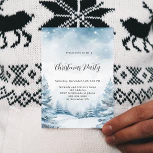 Invitación Navidades fiesta paisaje de nieve del bosque de in