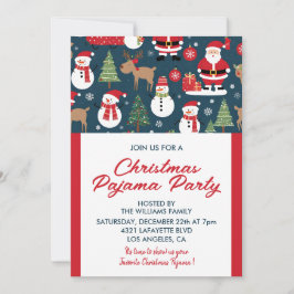 Invitación Navidades Fiesta Pajama Árboles madereros Snowman