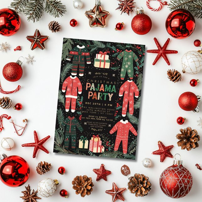 Invitación Navidades Fiesta Pajama Divertido Día festivo Fies (Subido por el creador)