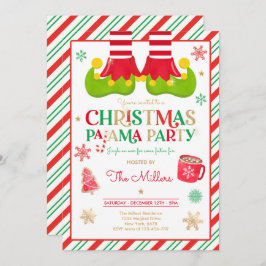 Invitación Navidades Fiesta Pajama Elf Holiday Fiesta Pajama