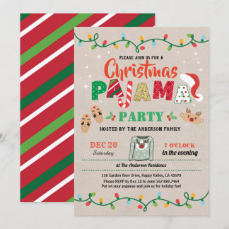 Invitación Navidades fiesta pajama fiesta de vacaciones adult