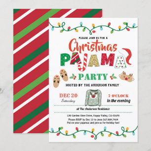 Invitación Navidades fiesta pajama fiesta de vacaciones adult