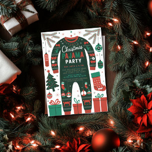 Invitación Navidades Fiesta Pajama Fiesta de vacaciones para 