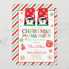 Invitación Navidades Fiesta Pajama Fiesta del feriado rojo Pa