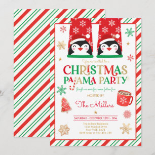 Invitación Navidades Fiesta Pajama Fiesta del feriado rojo Pa