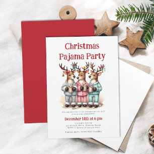 Invitación Navidades Fiesta Pajama Funny Reindeer Sleepover