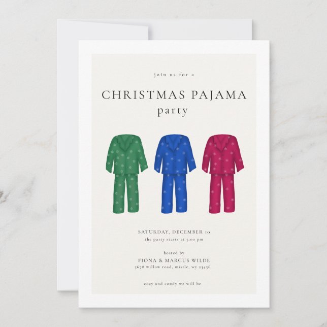 Invitación Navidades Fiesta Pajama invitan | Fiesta de feriad (Anverso)