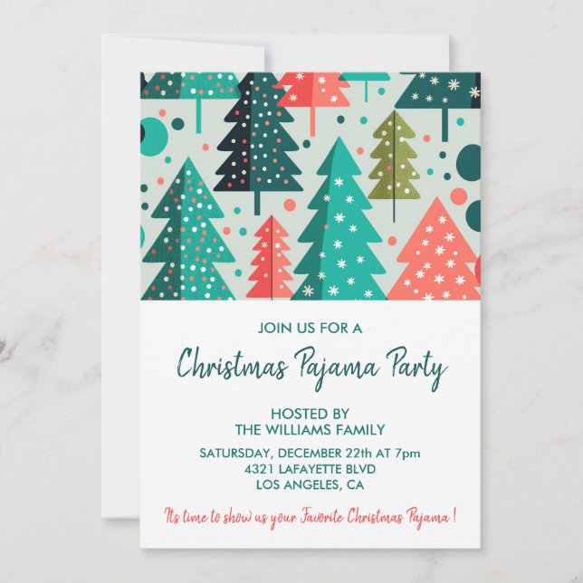 Invitación Navidades Fiesta Pajama Salto de Nieve (Anverso)